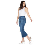 High Waist Frayed Hem Cropped Jeans - Sustainable