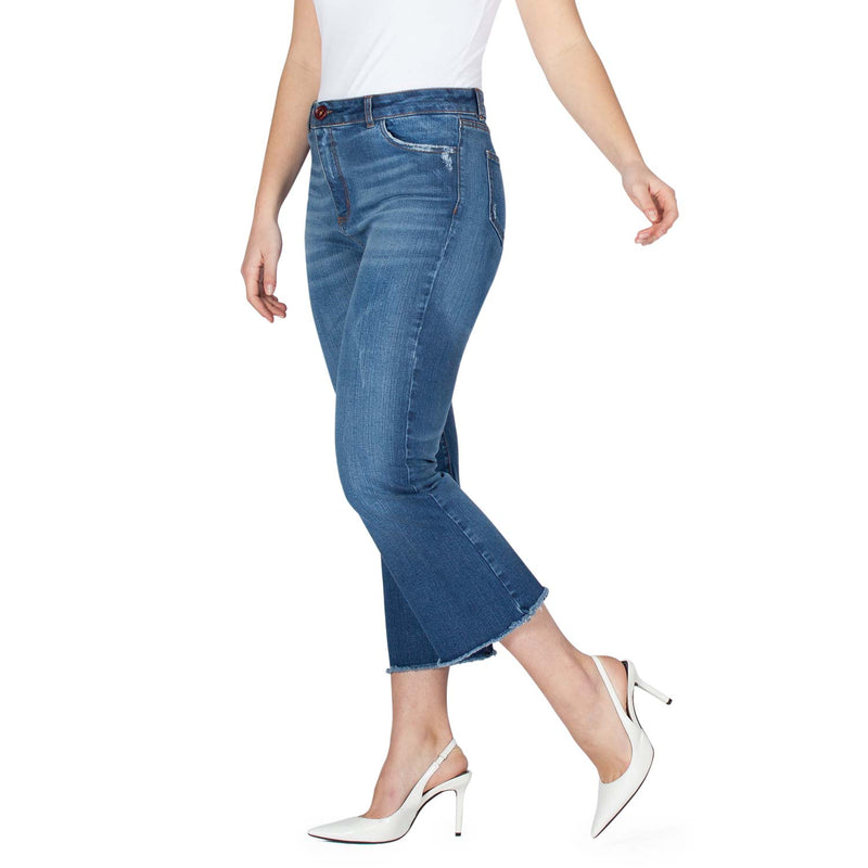 High Waist Frayed Hem Cropped Jeans - Sustainable