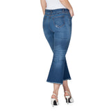 High Waist Frayed Hem Cropped Jeans - Sustainable