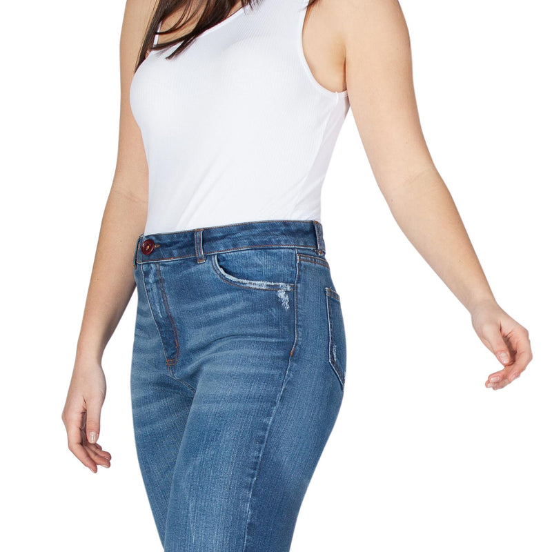 High Waist Frayed Hem Cropped Jeans - Sustainable