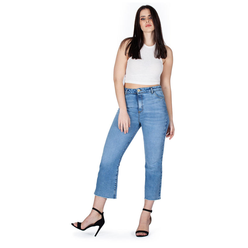 High Waisted Cropped Bootcut Fit Jeans - Sustainable and Made in Italy