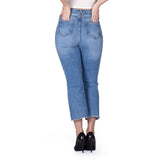 High Waisted Cropped Bootcut Fit Jeans - Sustainable and Made in Italy