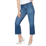 High Waist Frayed Hem Cropped Jeans - Sustainable